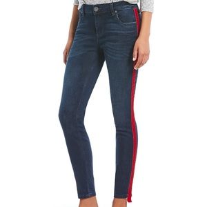 Kut From The Kloth Red Velvet Stripe Connie Ankle